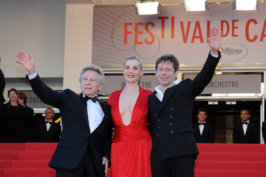 Roman Polanski, Emmanuelle Seigner and Mathieu Amalric