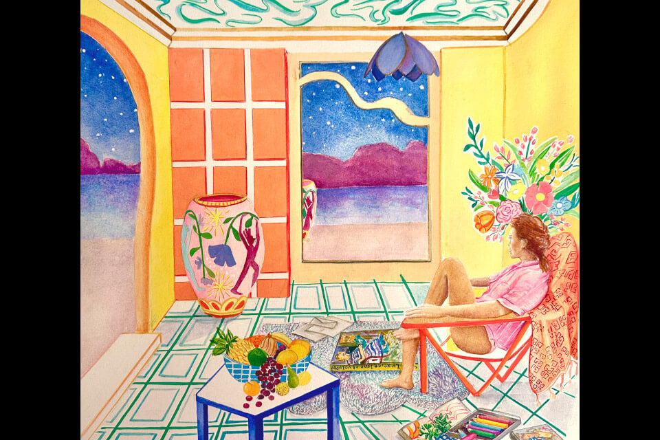 Marion Charlet, la nuit de mes nuits, aquarelle et gouache sur papier, 40 x 44 cm (c) Adagp Paris 2026