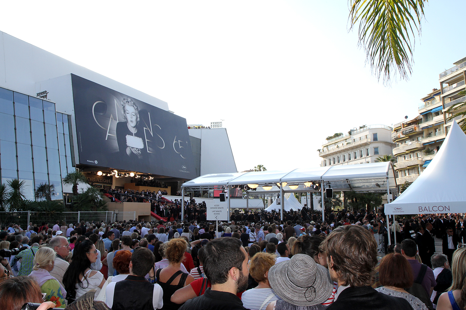 The crowd gathers at the red carpet