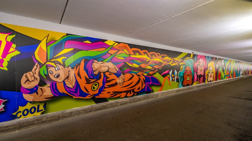 Fresque pop’ art du tunnel de la Ferrage