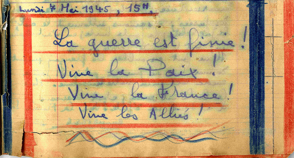 Extrait du journal de Bernard Fleisch, cahier n° 7, 22 avril au 8 mai 1945.